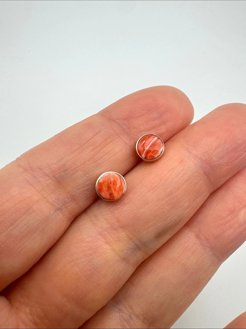 Coral sterling silver Stud Earrings